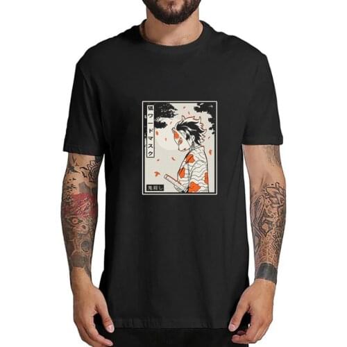 Demon Slayer Dark Printed T Shirt Cosplay Kamado Tanjirou Black Short Sleeve Anime Casual Unisex Streetwear Cosplay Costumes