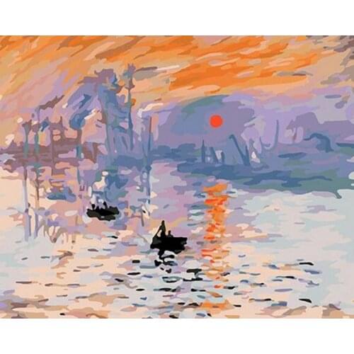 GATYZTORY Frame Sunset Landscape Diy Painting By Numbers Wall Art Picture By Number Acrylic Paint On Canvas For Home Decor