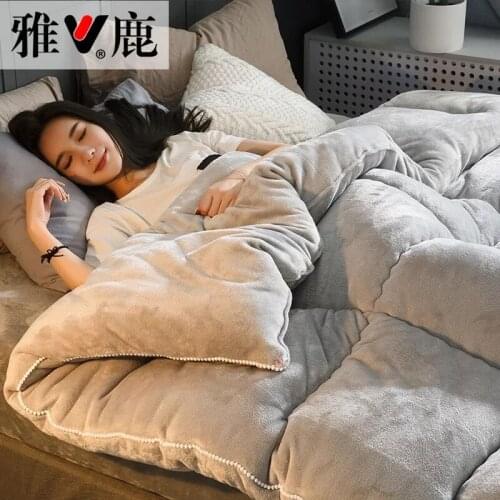 GraspDream Twin/King size patchwork Thick Warm Quilt Duvet home Luxury Printed Flannel Winter Blanket quilting Bedding Comforter
