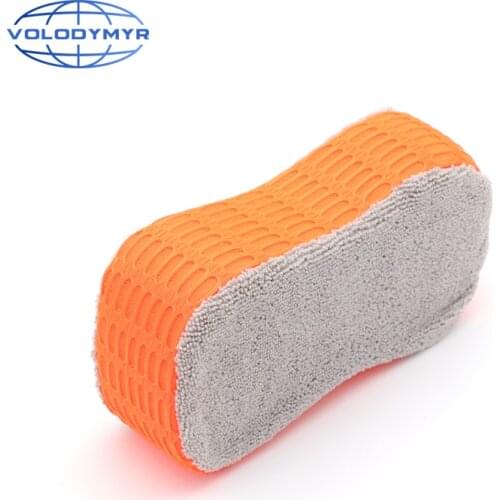 Car Wash Sponge 8 Shape Orange and Gray Auto Detailing Washing Tools Microfiber Towels for Motorcycle Carwash Cleaning Detail