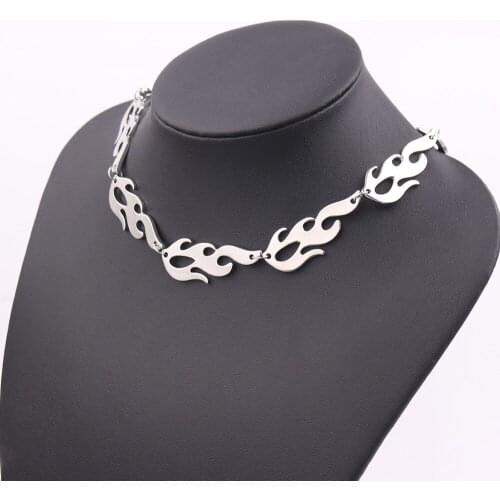 Harajuku Flame Choker Necklace Punk Gothic Flame Chain Necklaces Collares Women Men Gift Hip Hop Steampunk Jewelry Birthday Gift