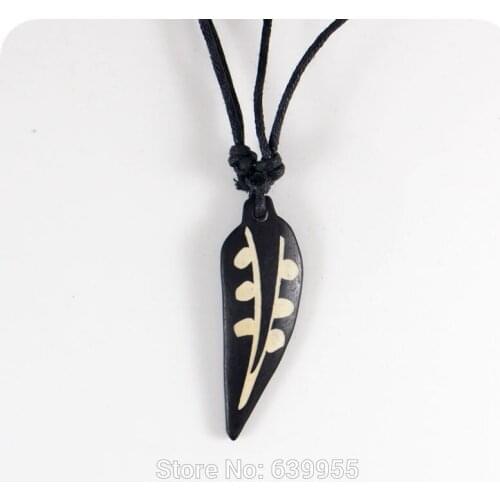 Indian feather yak bone Pendant Amulet Necklace Lucky Gift Tribal Fashion Jewelry