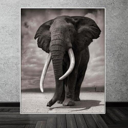 Retro Black Elephant Painting Animal Poster and Prints Oil Painting On Canvas Wall Art Room Decoration Picture For Hoom NO FRAME