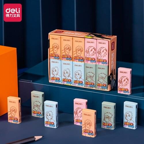 Deli Eraser 30pcs Cute Naruto Eraser 4B Kawaii Japanese Stationery Anime Prizes for Kids Novelty Items Wholesale School Supplies