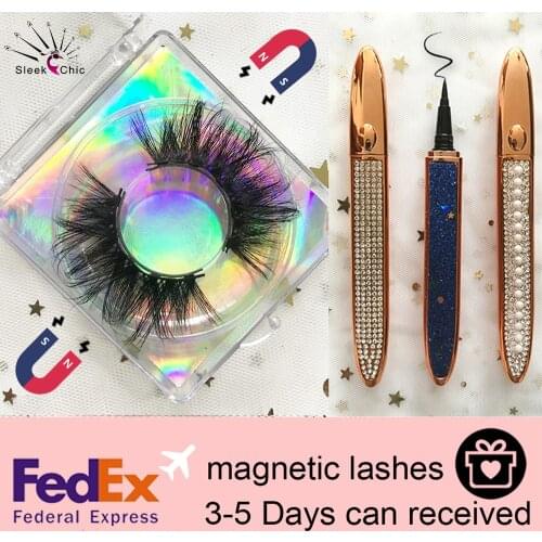 Magnetic Lashes Mink eyelashes On Magnet Eyeliner Fluffy Eye Lashes In Bulk 3D Faux Cils Long Magnetic False Eyelashes Wholesale