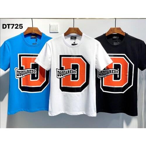Dsquared2 mens and womens printed T-shirt, cotton hip-hop style, motorcycle girlfriend gift DT725