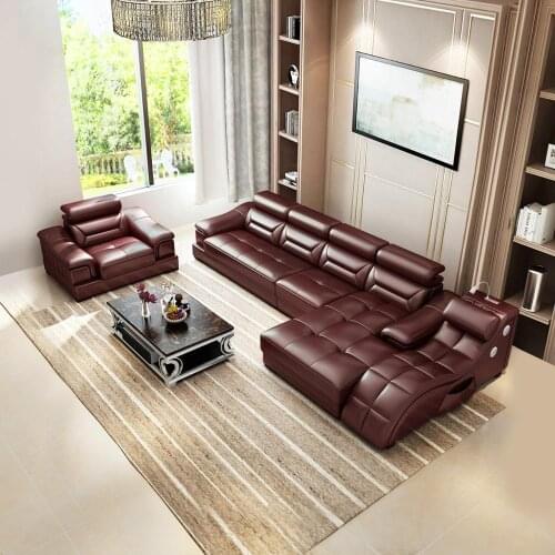 Living room Sofa set диван мебель кровать muebles de sala L shape massage leather sofa cama puff asiento sala futon