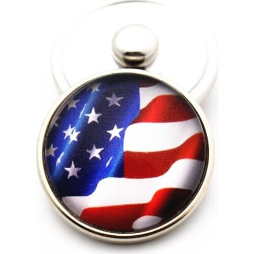 New Style 10pcs High Quality USA Floating Flag Pattern Glass Snap Buttons Charms Fit 18mm/20mm Ginger Snap Bracelet DIY Jewelry
