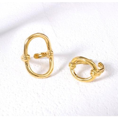 New Trendy Simple Link Rings for Women Fashion Creative Geometric Open Rings Birthday Party Jewelry Gifts Size 22mm Adjustable