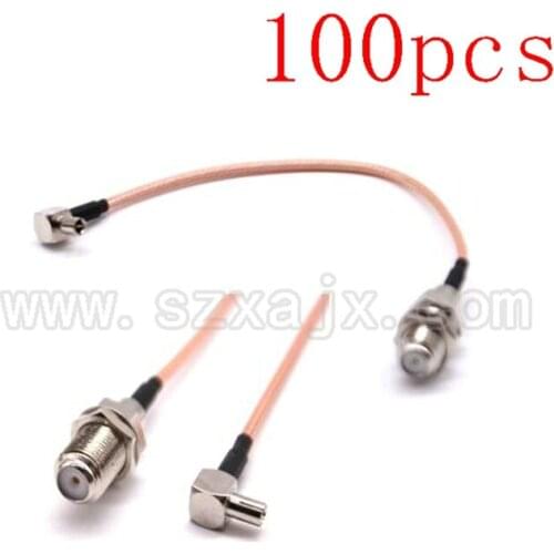 Wholesale 100pcs RF cable F to TS9 connector F female to TS9 right angle RG316 Pigtail cable 15cm Free shipping by DHL or EMS