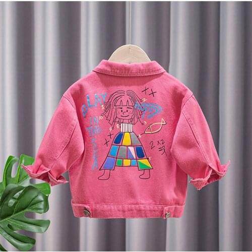 1-7Y Girls Jackets Kids Coat Spring Denim Jackets 2021 New Baby Childrens Fashion Denim Coat Clothes For Girls
