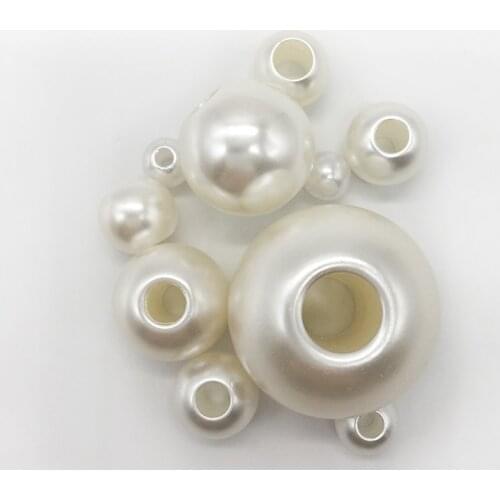 10*12/ 12*14 /18*20mm Big Hole Beige Pearl DIY Acrylic ABS Imitation Pearl Spacer Beads for DIY necklace Jewelry Making Findings