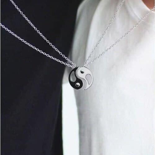 Matching Yin Yang Friend Lovers Punk Necklaces Adjustable Handmade Cord Relationship BFF Necklaces Boyfriend Girlfriend