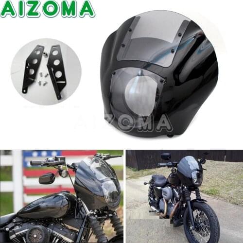 Clear Motorcycle Quarter Headlight Fairing w/Mount Bracket Kit For Harley Softail Sportster 883 1200 Dyna Street Fat Bob FXD FLD