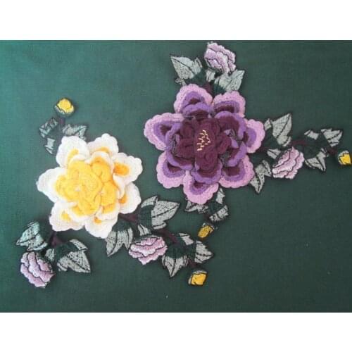 Size-24*26cm Free Shipping Multi-Color Embroidered 3D Flower Lace Applique Lace Patch Garment accessories