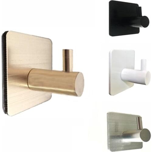 Self Adhesive Home Kitchen Wall Door Hook Key Holder Rack Towel Hanger Bathroom Rack Hooks Aluminum