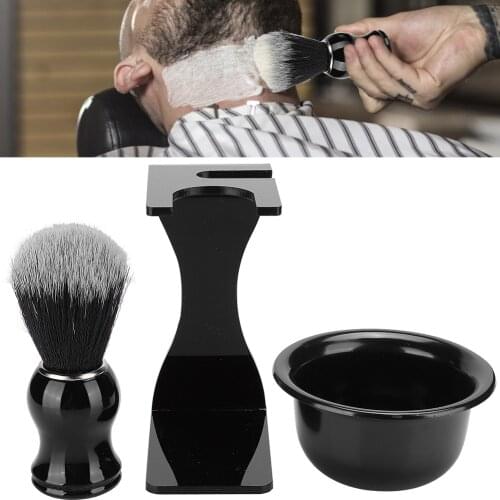 3pcs Beard Shaving Brush Bowl Holder Men Beard Cleaning Face Hair Style Tool Set Hairdressing Salon Tool Kit Barber Shop Supply