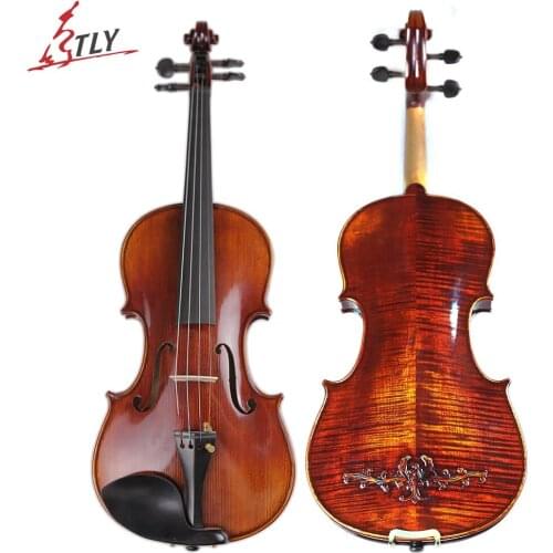 TONGLING Brand Master Hand-made Carved Maple Violin Naturally Flamed Customized Antique Violin 4/4 Violino w/ Full Accessories