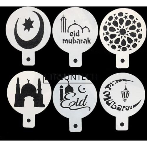 100sets Star Moon EID Coffee Stencils Mosque Cookie EID Mubarak Ramadan Cake Decoration Tools Mubarak Muslim Party Supplies