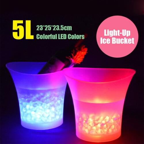 LED Ice Bucket 5L Large Capacity Colorful LED Light Ice Bucket Champagne Wine Drinks Beer Ice Cooler Bar Party