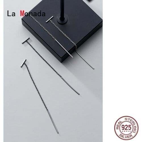 La Monada Dangling Hanging Earrings For Women Silver 925 Real Woman Long Korean Drop Earrings Minimalist Female In Jewelry Black