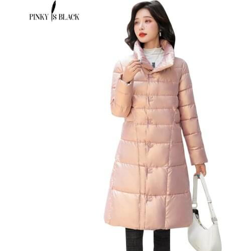 PinkyIsBlack New Elegant High Quality Winter Clothes Women Fashion Stand Callor Jacket Coat Winter Women Warm Casual Long Parkas