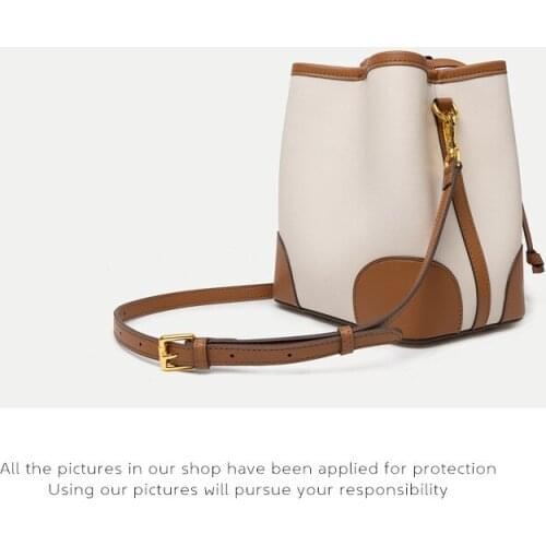 OUSSON 2021 New Design Leather Ladies Fashion Bucket Bag Exquisite Crossbody Bag Drawstring Bag