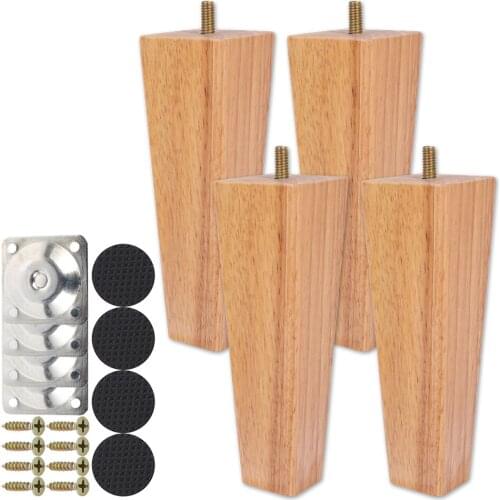 4 Pcs Solid Wood Furniture Legs Inclined Cone Sofa Bed Cabinet Table and Chair Replacement Feet Sloping Foot Height 6/10/15cm