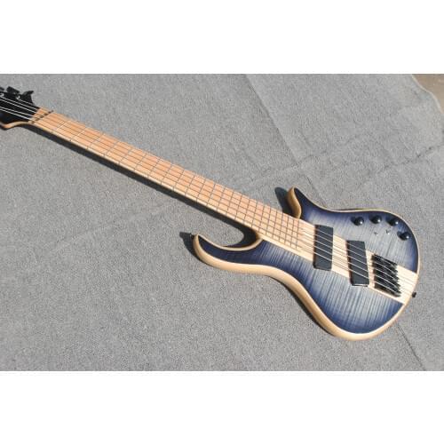 Customized 5 string fan electric bass flame maple veneer, gradient, active pickup, free delivery