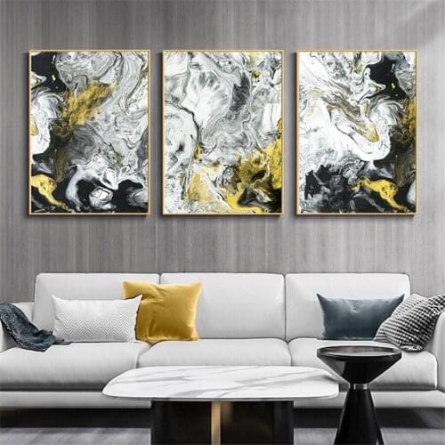 Abstract Marble Golden Canvas Painting Picture Print Poster for Living Room Wall Art Black White Decoration Bedroom Home Decor