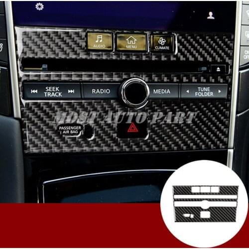 Carbon Fiber Center Console CD Panel Cover Trim For Infiniti Q50 2013-2020 Car accesories interior Car decoration