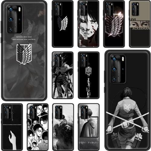 Attack on Titan Black Cover for Huawei P30 P40 P20 Lite 30 Pro P Smart 2019 Z P Smart S 2020 2021 Silicone Phone Case
