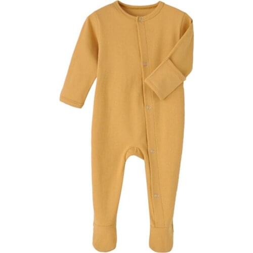 New arrival Baby Rompers Footed Sleep Play Autumn Winter Full Sleeve Jumpsuit Infant Footies Solid Color Bottoming Cloth