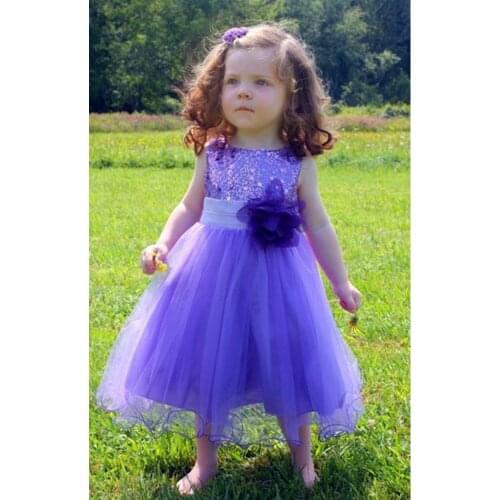 3-10 yrs 11 Colors Hot Sale Baby Girl Flower sequins Dress Party Princess Dress Children kids clothes Flower Girl Dress