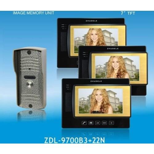 ZHUDELE Home intercom system 4-wire 7"luxury color video door phone,CCD camera waterproof ,touch screen,taking photo,nightvision