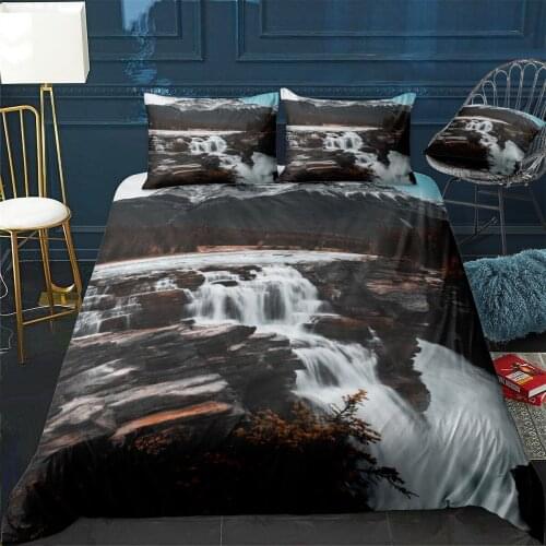 Athabasca Falls Quilt Cover Pillowcase 3Piece Comforter Bedding Set With Pillow Case Single Double Duvet Cover Home Decora