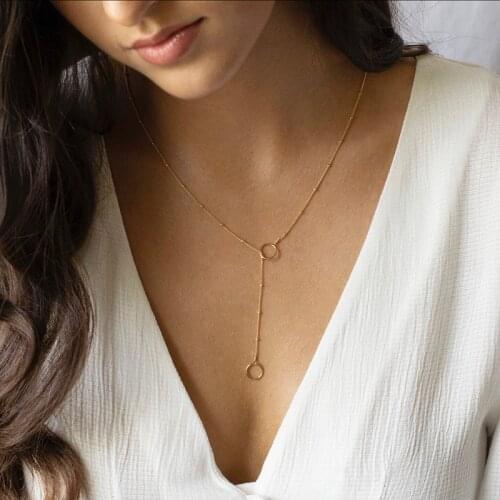 Circle Necklace Handmade Jewelry Gold Filled Ball Chain Choker Pendants Boho Collier Femme Kolye Jewelry Women Necklace