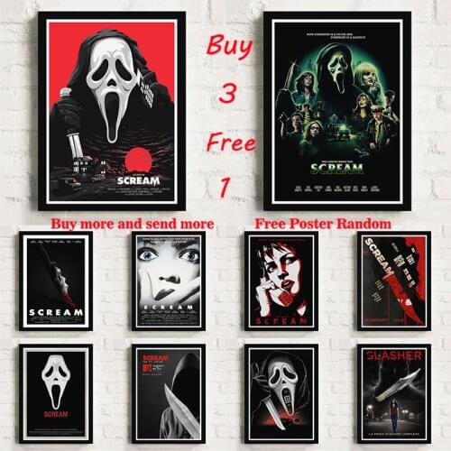 Minimalist Art Scream Propaganda Vintage Movie White Coated Paper Poster Wall Canvas Painting Sticker Home Bar Decoration