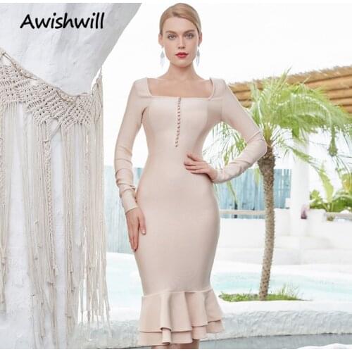 Fashion Sexy Long Sleeves Mermaid Skirts Haute Douture Champagne Prom Dresses