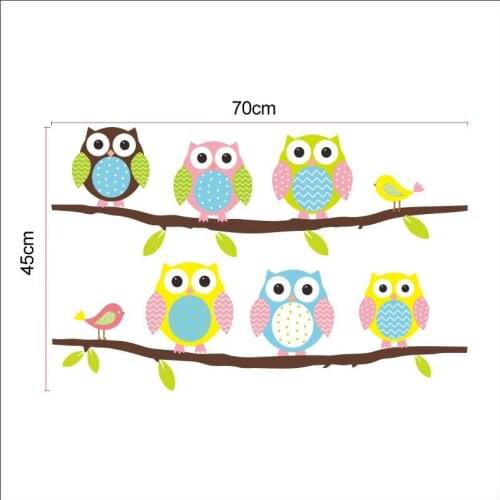 Cartoon Cute Six Owl on the Tree DIY Wall Wallpaper Stickers Art Decor Mural Kids Child Room Decal Home & Outdoors HE