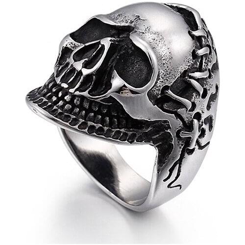 New skull retro fashion jewelry punk style mens titanium steel ring fashion jewelry