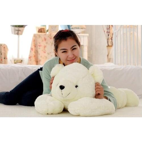 Stuffed animal white polar bear plush toy about 90 cm prone polar bear soft doll t6998