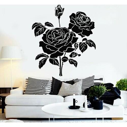 Bud Roses Wall Decals Romantic Style Bouquet Flowers Garden Home Interior Stickers Vinyl Home Decor Living Room Bedroom Z850
