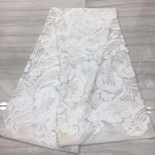 2021 New Design African Lace Fabric High Quality Lace Fabric French Sequin Embroidery Tulle Lace Fabric XX3698