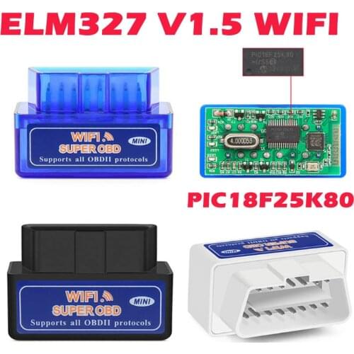 OBD2 16pin Mini ELM 327 V1.5 PIC18F25K80 WIFI obd2 Scanner ELM327 V1.5 OBD 2 Car Diagnostic Auto Tool for Android/IOS/Windows