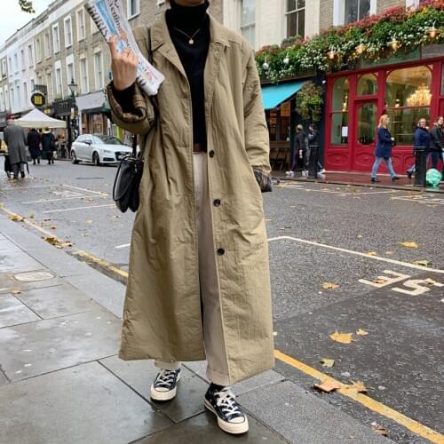 Obrix Light Spring Female Coat Solid Color Long Loose Fit Casual Style Jacket For Women