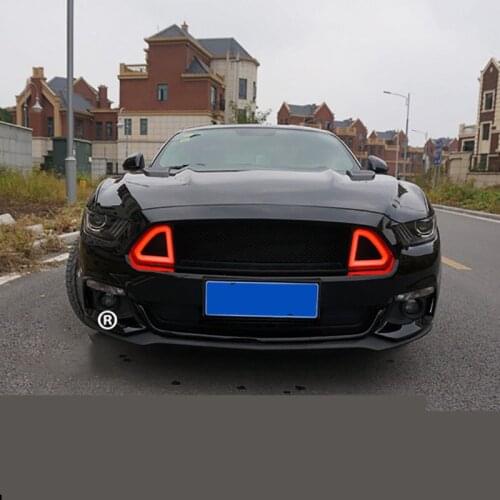 Carbin Fibre Front Racing Grills With LED Cover With Turning Light For Ford Mustang RTR 2015 16 2017 ADB006