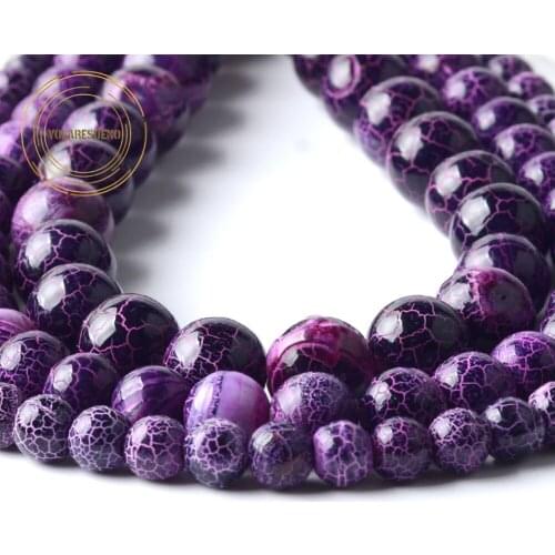 Natural Cracked Dream Fire Dragon Veins Agates Beads Round Purple Stone Beads For Jewelry Making Findings DIY Bracelet 6 8 10mm