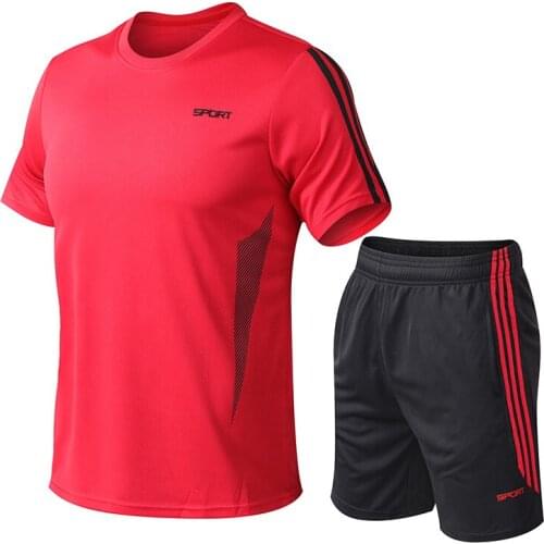 Sportswear Mens Summer Suit Casual Shorts Two Piece Fishing Fitness Thin Cool Quick Drying Breathable Short Sleeve tracksuit