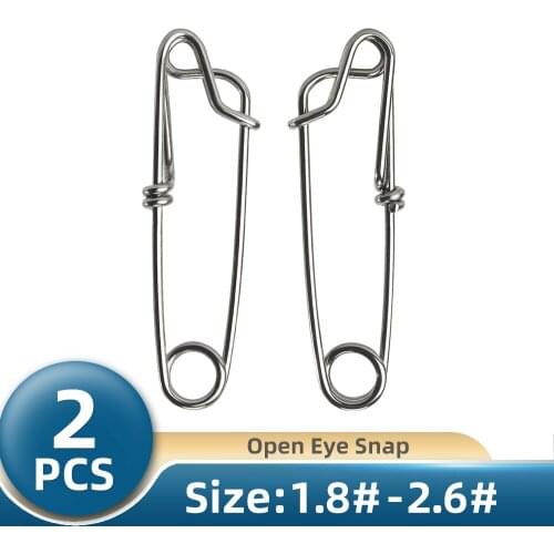 TIANNSII 2pcs Fishing Clips Open Eye Snap Swivel For Fish Hook Lure Connector Ocean Boat Tackle Fishing Accessories